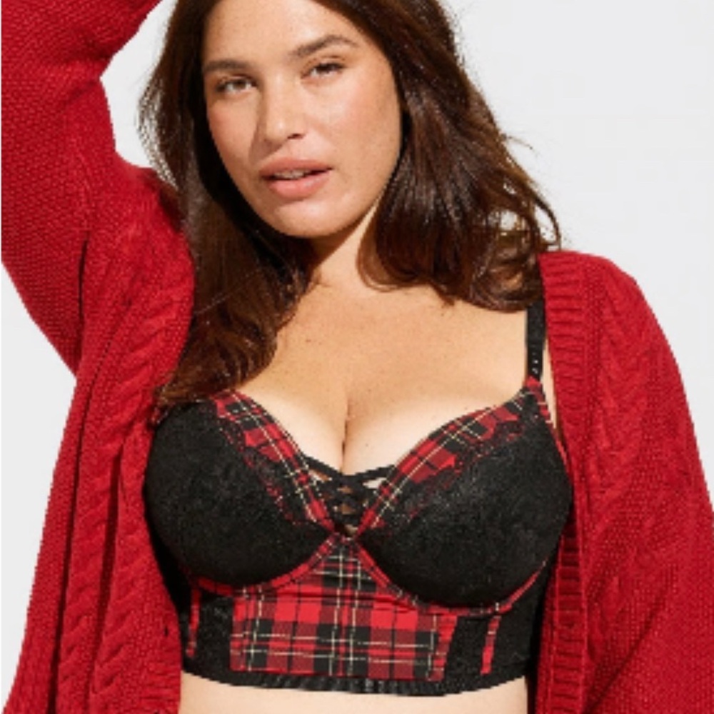 Torrid Red and Black Plaid Lace  38D